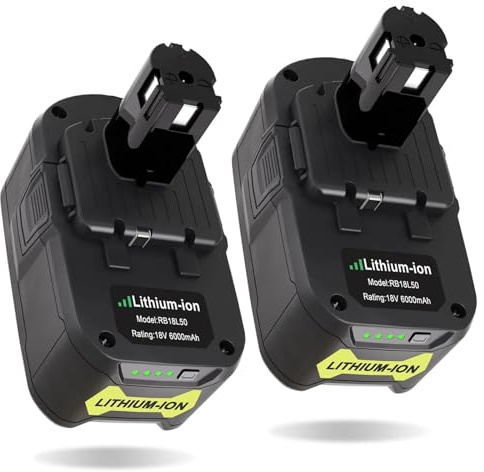 JKDND 18V 6000mAh Compatible with Ryobi Lithium-ion Batteries P108 P102 P103 P104 P105 P107 P109 P122 PBP005 Power Tool Accessories Replacement Parts(2pc)