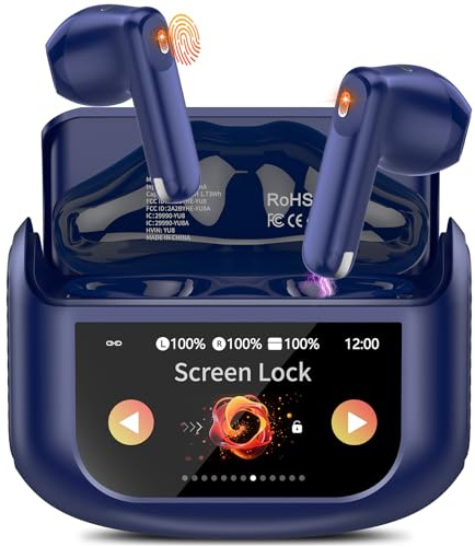 Niderson Bluetooth Kopfhörer, 48H Kopfhörer Kabellos Bluetooth 5.4 mit Touchscreen, Halb-In-Ear Wireless Earbuds mit ENC-Anrufsgeräuschdämpfung, IPX7 Ohrhörer, Immersiver Deep Bass Earphones, Blau