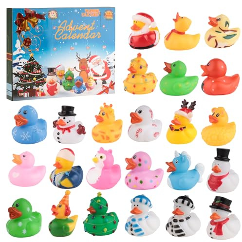 Kreativer Adventskalender 2025-24 Stück Gummi Badeenten Duck Advent Calendar, Beliebte Adventskalender Ente, Gummienten Spiele für Kinder, Weihnachte Weihnachtskalender für Mädchen Jungen