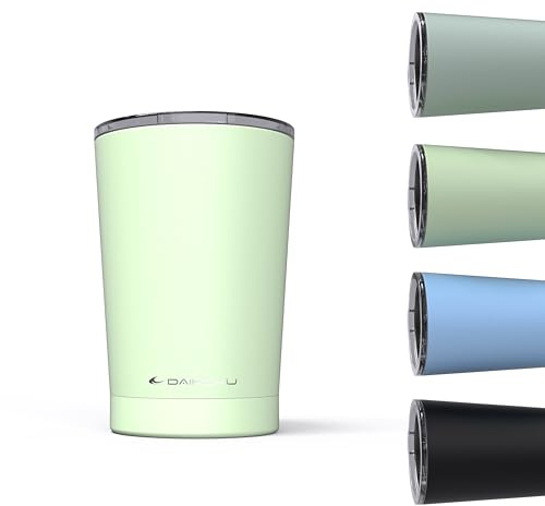 Daikoku Vaso térmico café 330ml acero inoxidable | Taza de viaje con tapa hermética libre de BPA | Termo portátil doble pared aislante, mantiene bebidas frías 12h y calientes 5h | Color Verde