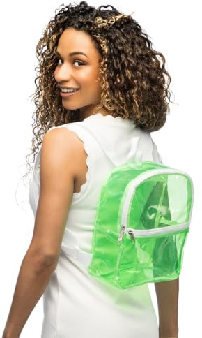 Boland - Transparenter Neon Rucksack mit verstellbaren Riemen, 2 Fächer mit Reißverschluss, Tasche für Festival, Kostüme und Mottoparty