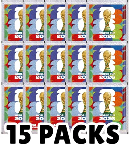 15x World Cup 2026 Sticker Tüten – Insgesamt 105 Sticker, Original Versiegelt für Sammler & Fußballfans +Heartglobal Versandschutz