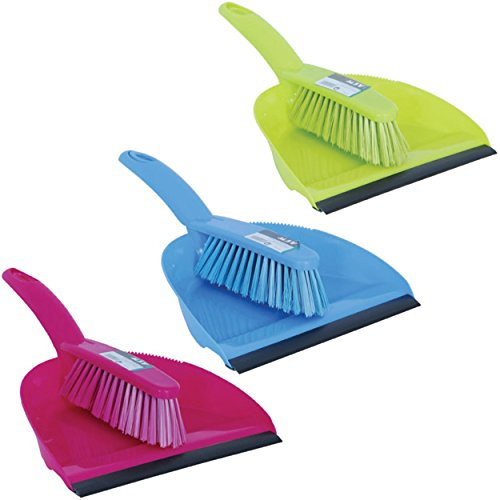 MSV 100083 Schaufel und Besen, Polypropylen/Gummi, Blau/Fuchsia/Grün