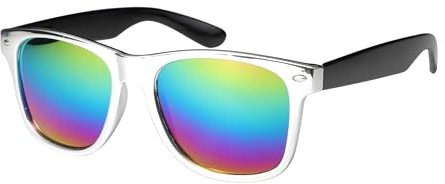 Komonee Chrome Drifter Sunglasses With Rainbow Lens Classic Style Retro Sun Shades Eye Glasses UV400 Protection Unisex For Men Women Golf Cycling Sports Fishing Travel