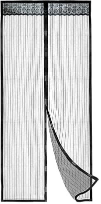 BLOQ'INSECTES Moustiquaire Porte avec aimants 215 x 50 cm x2 Modèle Noir