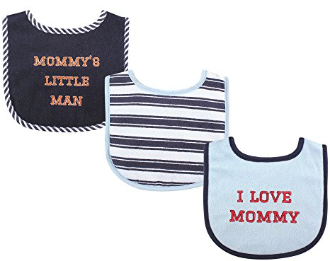 Luvable Friends Baby-Lätzchen aus Baumwolle mit Faserfüllung, Boy Mommy 3er-Pack, Einheitsgröße