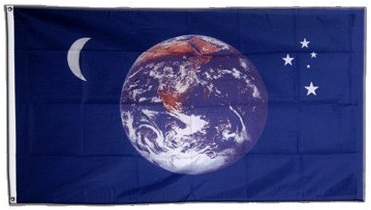 Flaggenfritze Fahne/Flagge Erde Mond Sterne + gratis Sticker