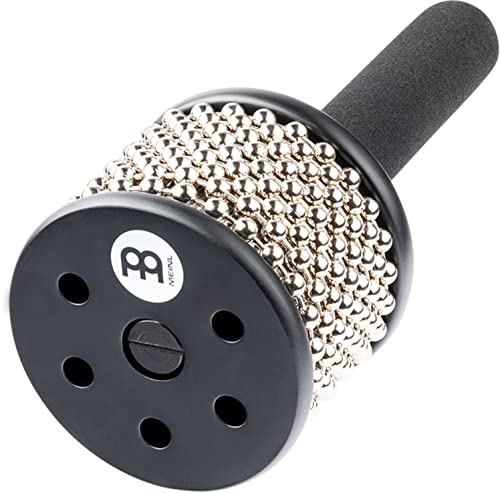 Meinl Percussion Turbo Cabasa Instrument - Kleines Schüttelinstrument mit Perlenkette - Mit Schallöffnungen - Holz / Edelstahl, Schwarz (CA5BK-S)
