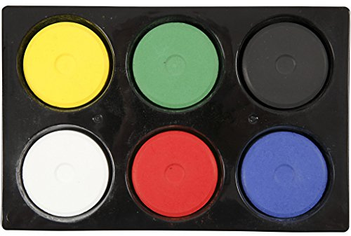 Watercolour Paints Set, Red Green Blue Yellow Black White, (Pack of 6 blocks)