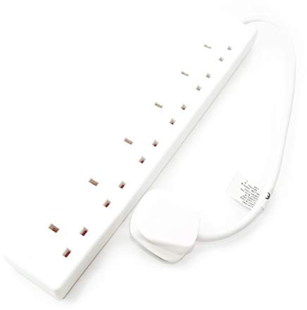 PRO ELEC PELB1709 6 Gang Extension Lead 0.5m, White