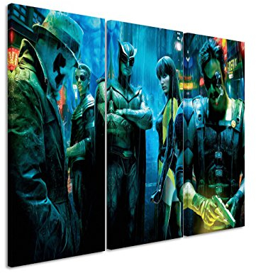 Leinwandbild 3 teilig Watchmen_Movie_3x90x40cm (Gesamt 120x90cm) _Ausführung schöner Kunstdruck auf echter Leinwand als Wandbild auf Keilrahmen