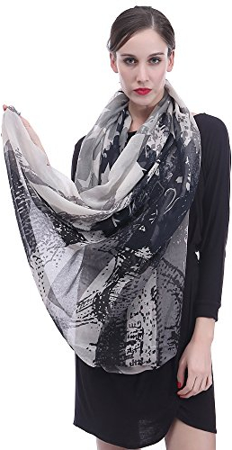 Lina & Lily Damen Loop Schal Halstuch mit Flaggen (Amerikanische Flagge und Totenkopf, Schwarz Grau)
