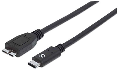 Manhattan Câble USB Fiche mâle USB C 3.1 Gen2/fiche mâle Micro B 1 m Schwarz Noir