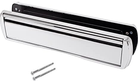 12 Polished Chrome Omega Letterplate Premium Heavy Duty Sprung Letter Box UPVC Wood Door