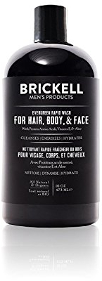 Brickell Men's Rapid Wash - Natürlich und Organisch 3-in-1 Body Wash Shower Gel für Männer (Evergreen, 16 Ounce)