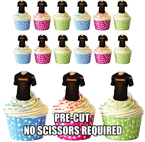 Vorgeschnittene The Jaguares Rugby Geburtstag Party Packung - Essbare Cupcake Aufleger / Kuchen Dekorationen (24 Stück)