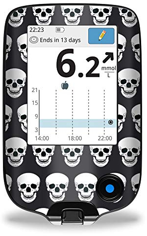 Aufkleber Sticker für FreeStyle Libre 2 & 3 Lesegerät Totenköpfe myDili Farbe schwarz