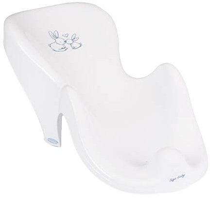 Tega Baby ® Siège de bain anatomique pour bébé avec fonction antidérapante pour baignoire | Chaise de bain ergonomique en plastique de haute qualité | 0-12 mois, Motif:Lapins - blanc