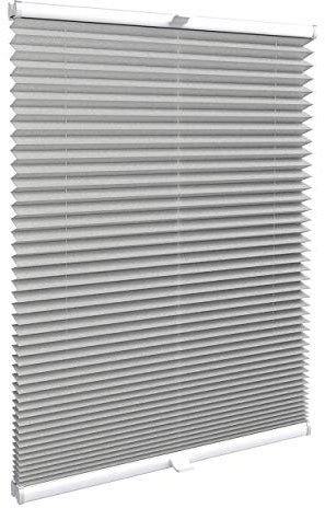 Pleated blind made to measure in the glass strip with mounting | Venetian blind in desired size | Custom-made folding blinds for doors and windows | Sun protection and privacy screen in beige/silver.