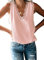 Uusollecy Camiseta Sin Mangas de Verano para Mujer Blusa de Chiffon con Encaje y Cuello en V Top Casual Lencero,Rosa,S