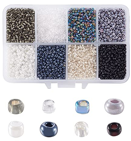 Craftdady Lot de 12 500 perles de rocaille en verre 12/0 de 2 mm - Petites perles poney de couleurs mélangées pour la fabrication de bijoux - Gris