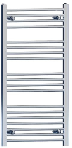 500mm Wide Chrome Heated Bathroom Towel Rail Radiator For Central Heating Designer UK (500mm x 1000mm (h))
