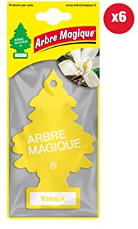 Arbre Magique - Désodorisant pour voiture, Arbre Magique Vanille, durée jusqu'à 7 semaines, fabriqué en Italie, lot de 6 pièces jaunes
