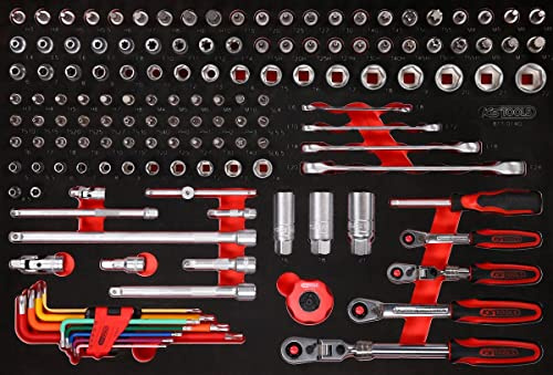 KS Tools 811.0140 1/4'' + 3/8'' Steckschlüssel-Satz in Schaumstoffeinlage, 140-tlg
