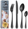 Cutlery Set, BEWOS 16 Piece Matt Black Stainless Steel Flatware Set, Silverware Tableware Set with Spoon Knife and Fork Set, Service for 4, Easy Clean/Dishwasher Safe
