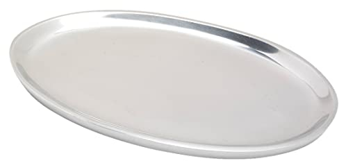 NKlaus Kerzenteller oval 20x11cm Aluminium Silber poliert Untertasse Tisch Dekoration Oberfläche glatt 10377