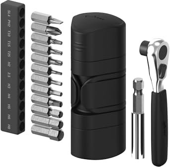 BONE Portable Bike Repair Capsule Lite, 12-in-1 Mini Tool Set with Ratchet Wrench, Compact Bicycle Maintenance Kit & Accessories for Mountain & Road Cycling