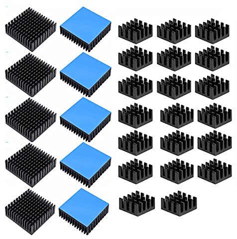 Heatsink 30pcs Small Heatsink Kit,Heatsink Aluminium Heatsink Cooler Cooling Kit,Raspberry Pi Heatsink Kit With 3M 8810 Thermal Conductive Adhesive Tape For For Raspberry Pi 3, Pi 2, Pi Model B+