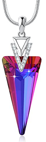 SUE'S SECRET Triangle Crystal Pendant Necklaces for Women Feminine Power Pop Chic Necklace Jewelry Gifts for Her