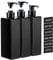 Segbeauty Shampoo Flaschen, 3 Stück 500 ml Leere Pumpflasche, Nachfüllbare Seifenspender Plastik, Shampoo Spülung Duschgel Spender mit Selbstklebend Wasserdichten Etiketten für Küche Bad, Schwarz