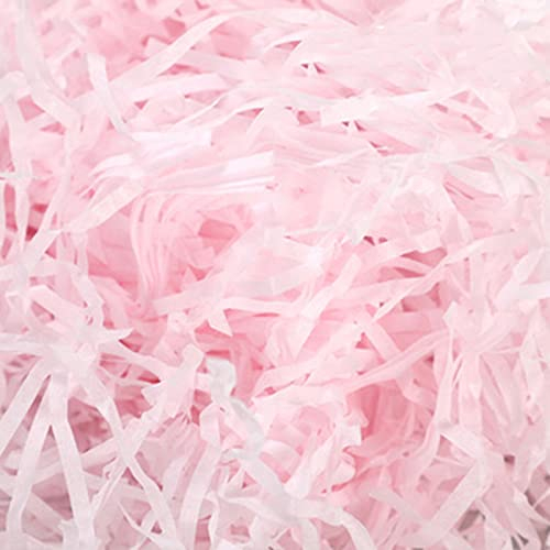 JCKD 100 Grammes Papier Déchiqueté, Shredded Papier Kraft Raffia Remplissage, Panier Cadeau de Remplissage Remplir des Fournitures de Fête et Emballage Cadeau, Papier de soie déchiqueté(rose clair)