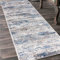 Mazovia Teppich Läufer Flur - Modern Teppichläufer – Kurzflor, Weich - für Vorzimmer Eingangsbereich Schlafzimmer Küche Korridor - Abstrakt Muster - 80 cm Breite Grau Blau 3 80 x 850 cm
