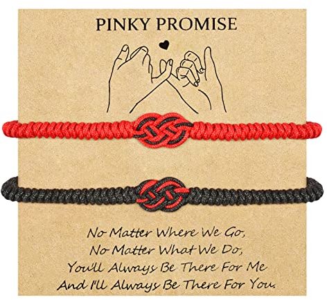 YELUWA 2 Pezzi Bracciale Rosso Del Destino e Del Nodo - Per Coppie, Donne, Uomini, Fidanzati - Protezione Fortunata Regolabile - Per Relazioni a Distanza