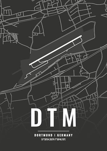 Vacentures Flughafen Poster - DTM - Dortmund Wanddekoration Airport Poster Dortmund (30x40 CM)