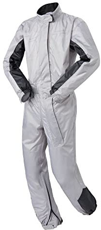 Regenkombi Motorrad Herren & Damen, Wasserdichter & Winddichter Regenanzug, Motorrad Regenbekleidung & Fahrrad Regenbekleidung, Silber, Größe 3XL