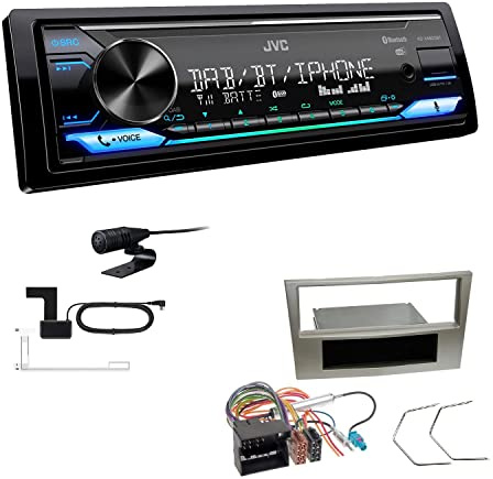 JVC KD-X482DBT 1-DIN Autoradio Media Receiver Digitalradio DAB+ Bluetooth Amazon Alexa USB Einbauset passend für Opel Corsa D 2006-2014 Satin Stone