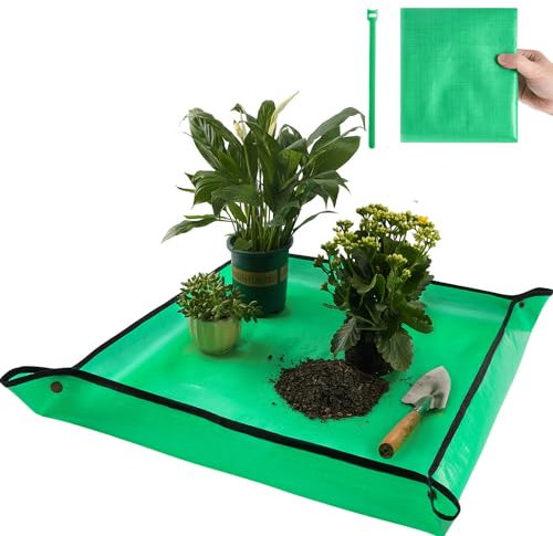 Tapis de rempotage pour contrôle de transplantation de plantes d'intérieur, 67 x 67 cm, imperméable, plateau de plantation carré, tapis de changement de sol, cadeau pour les amateurs de plantes
