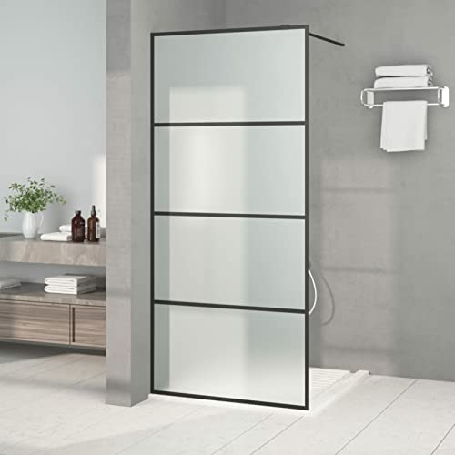 ZEYUAN Duschwand für Begehbare Dusche, Duschrückwand, Duschabtrennung, Glaswand Dusche, Duschglaswand, Duschtrennwand, Schwarz 90x195cm Matt ESG-Glas