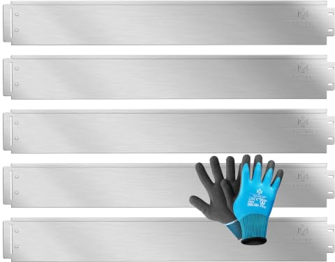 KESSER® Rasenkante Beeteinfassung Beetumrandung | 15m 100x18cm Beetbegrenzung Rasenbleche Mähkante Metall Palisade Silber Inkl. Handschuhe