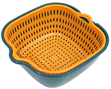 Bassin de cuisine, cuvette de lavage et passoire en plastique à double couche Bassin de lavage de légumes Panier de légumes pour fruits(S)