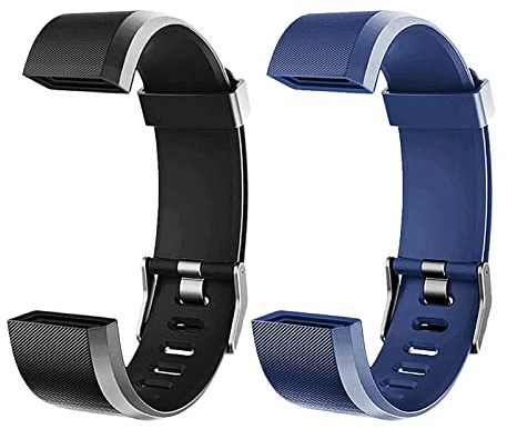 Runlio ID115plusHR (2025 version), Replacement Bands, Adjustable Replacement Straps Fitness Tracker NOT for ID115, ID115U, ID115U HR, Black+Blue