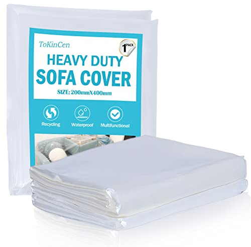 ToKinCen 1-Pack Plastic Sofa Cover, Sofa Storage Bag, Waterproof Sofa Protection Cover, Dust-Proof Covers for Furniture, Sofa Protector Bags for Sofas, Beds, Couches, and Floors,200 x 400cm