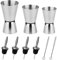 Fyihoxi Lot de 3 verres doseurs à cocktail en acier inoxydable 3 cl/4 cl/5 cl Jigger pour cocktails Dual Gin Measuring Cup avec 4 becs verseurs et 2 brosses, double taille pour bar, fête, vin