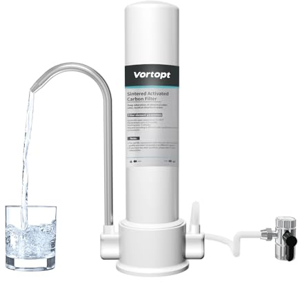 Vortopt Countertop Water Filtration System - Faucet Water Filter for Sink - Water Purifier for Kitchen - Reduces Chlorine, Heavy Metals, Bad Odors - F8 - Includes 1 Filter
