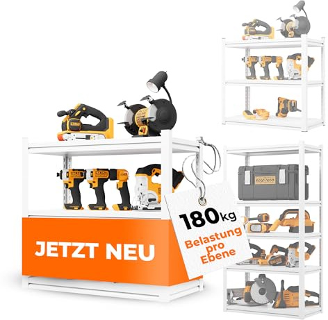 STEELmania Schwerlastregal - Leichter, schneller Aufbau [Ultra stabil] Metallregal weiß mit DREI Ebenen - Vorratsregal Lagerregal Kellerregal I Jetzt Regal wählen 80x86x45