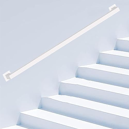 Wandhandlauf, industrielles Treppengeländer, Baluster aus verzinktem Rohr, Handläufe für Innentreppen mit Wandmontage-Stützstange, an der Wand montierte Treppengeländer ( Farbe : Weiß , Size : 200cm )